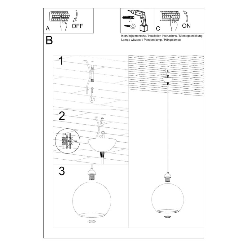 Lampa wisząca BALL błękitna - obrazek 5