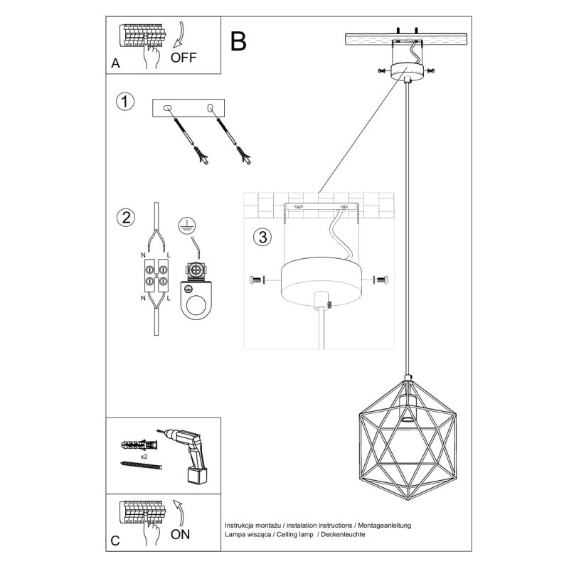 Lampa wisząca GASPARE czarna - obrazek 5