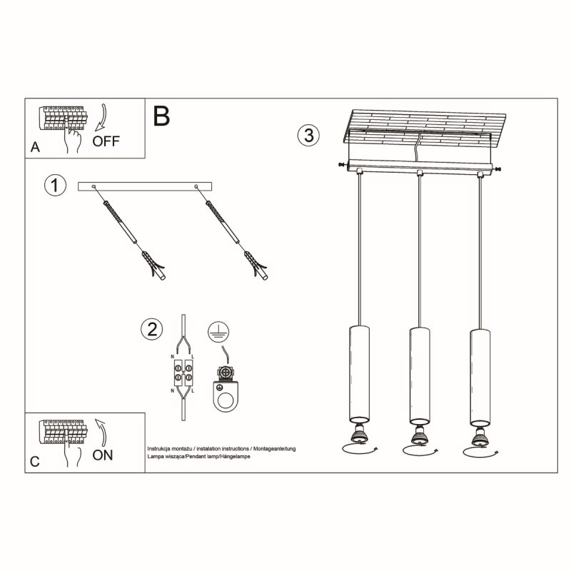 Lampa wisząca LAGOS 3L czarny - obrazek 5