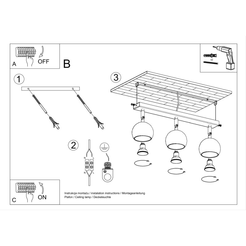 Plafon OCULARE 3 czarny - obrazek 5