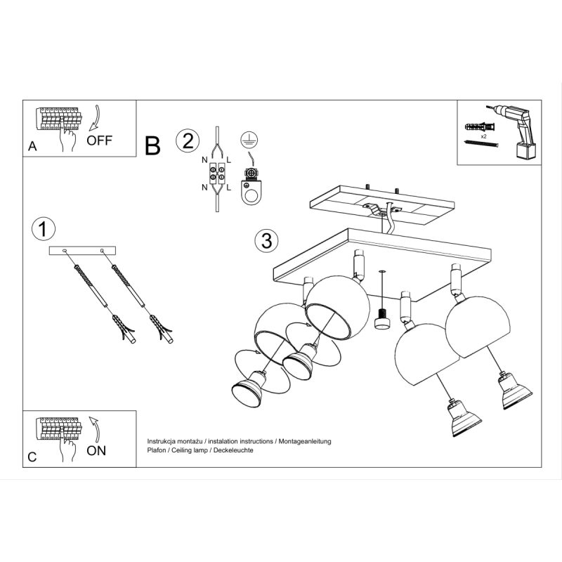 Plafon OCULARE 4 czarny - obrazek 5