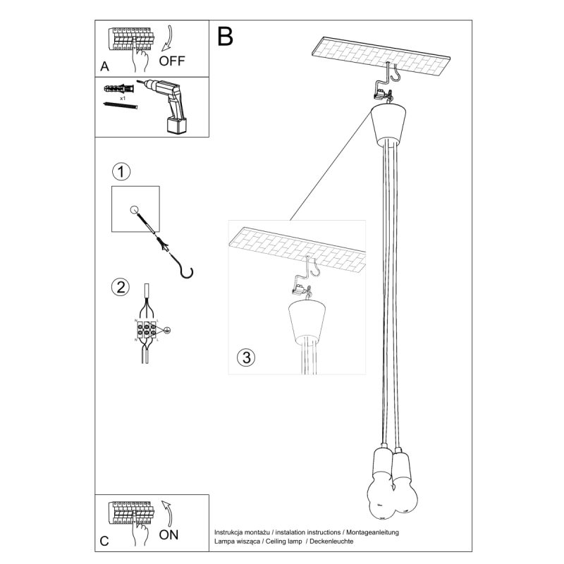 Lampa wisząca DIEGO 3 szara - obrazek 8