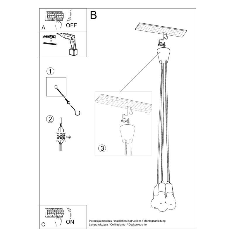 Lampa wisząca DIEGO 5 szara - obrazek 8