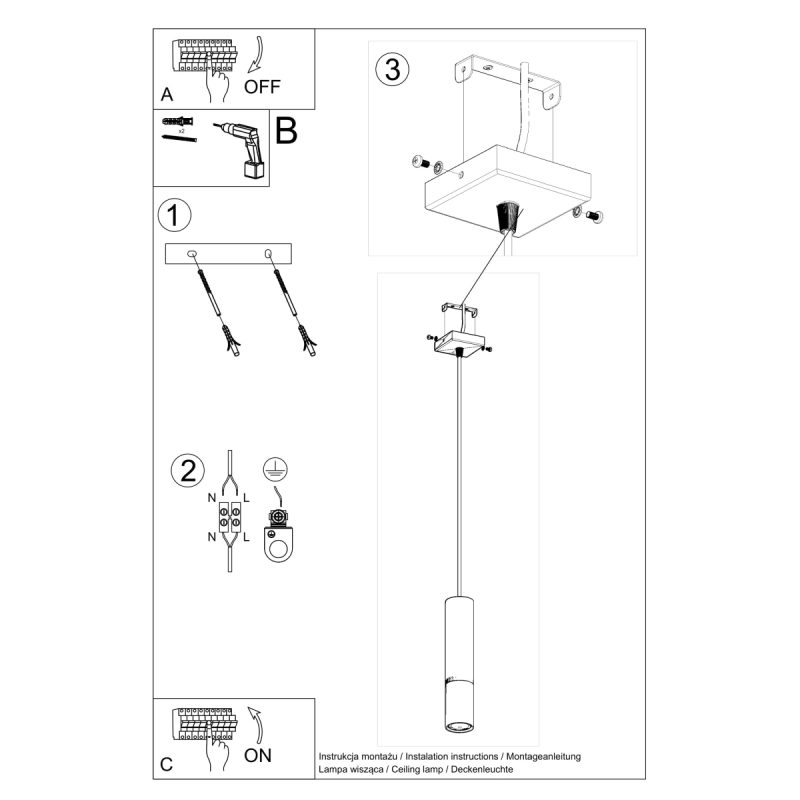 Lampa wisząca LOOPEZ 1 czarny/chrom - obrazek 5