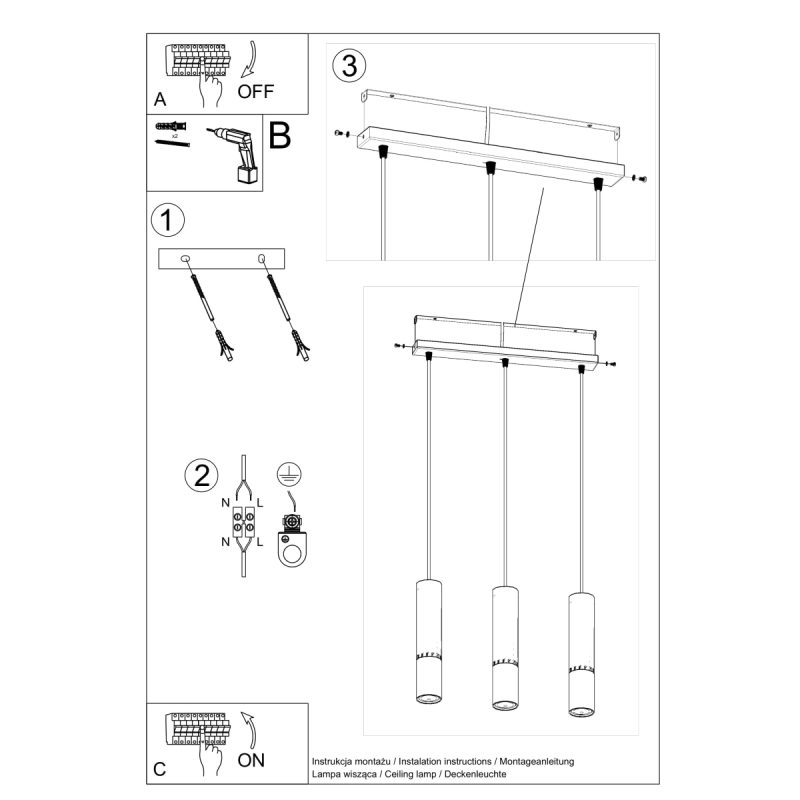 Lampa wisząca LOOPEZ 3L czarny/chrom - obrazek 5