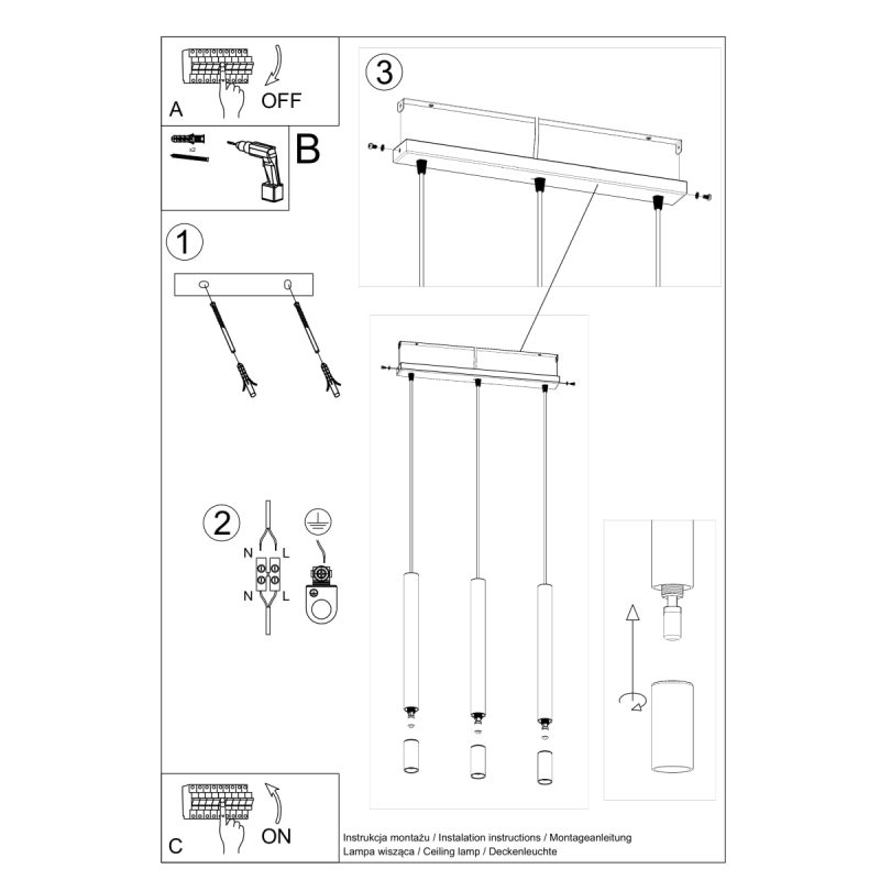 Lampa wisząca WEZYR 3 biała - obrazek 5