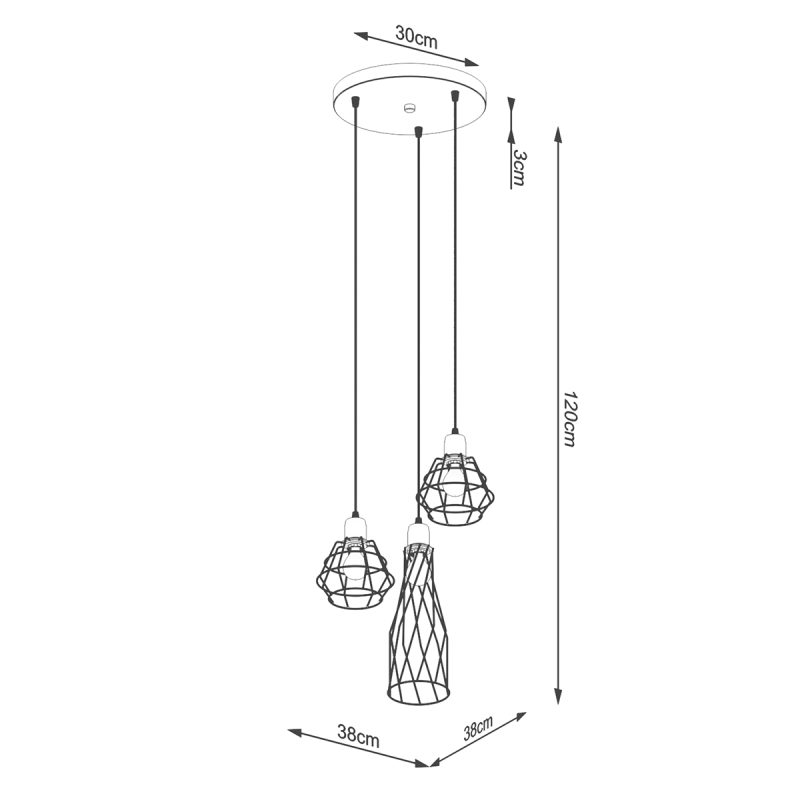 Lampa wisząca SUBA 3P czarna - obrazek 5