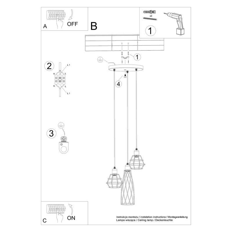 Lampa wisząca SUBA 3P czarna - obrazek 6