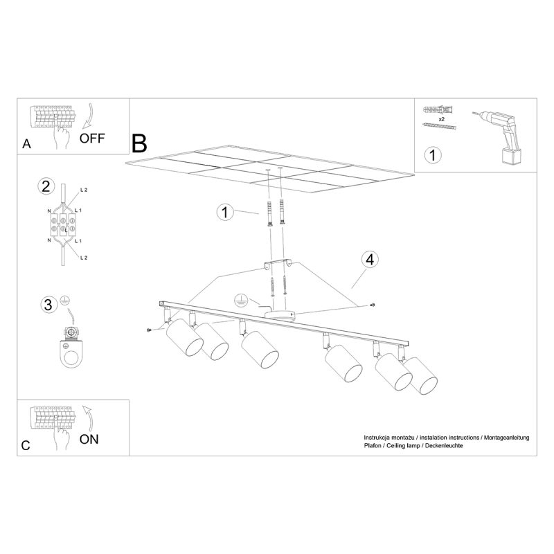 Plafon LEMMI 6L czarny - obrazek 5