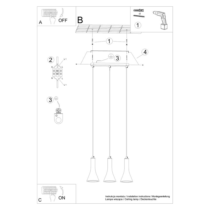 Lampa wisząca REA 3L beton - obrazek 6