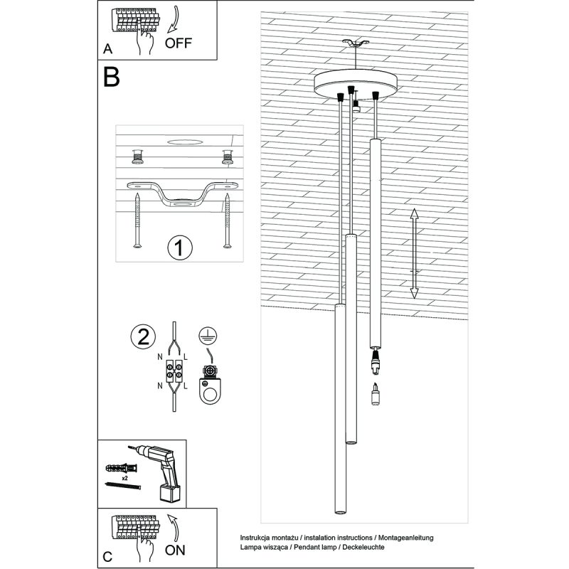 Lampa wisząca PASTELO 3P beton - obrazek 6