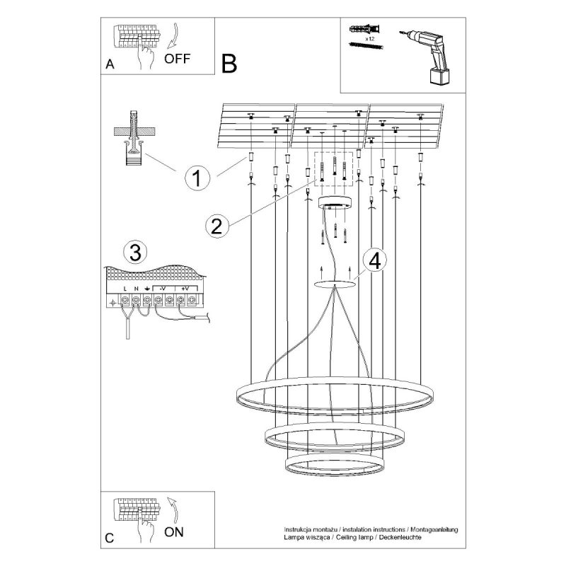 Żyrandol RIO 3 55/78/110 czarny LED 4000K - obrazek 6