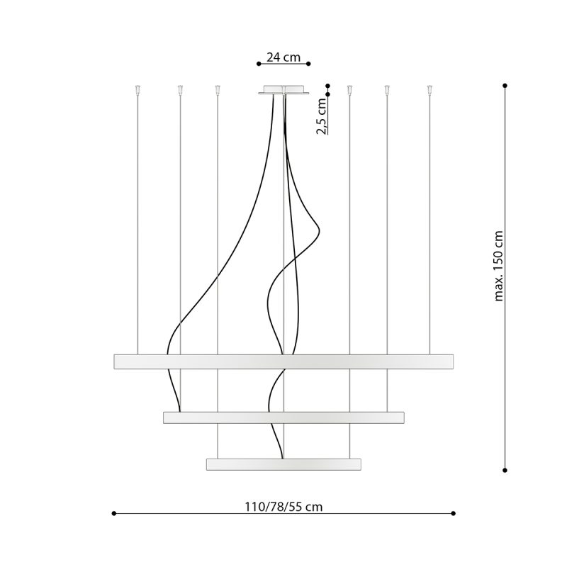 Żyrandol RIO 3 55/78/110 czarny LED 4000K - obrazek 4