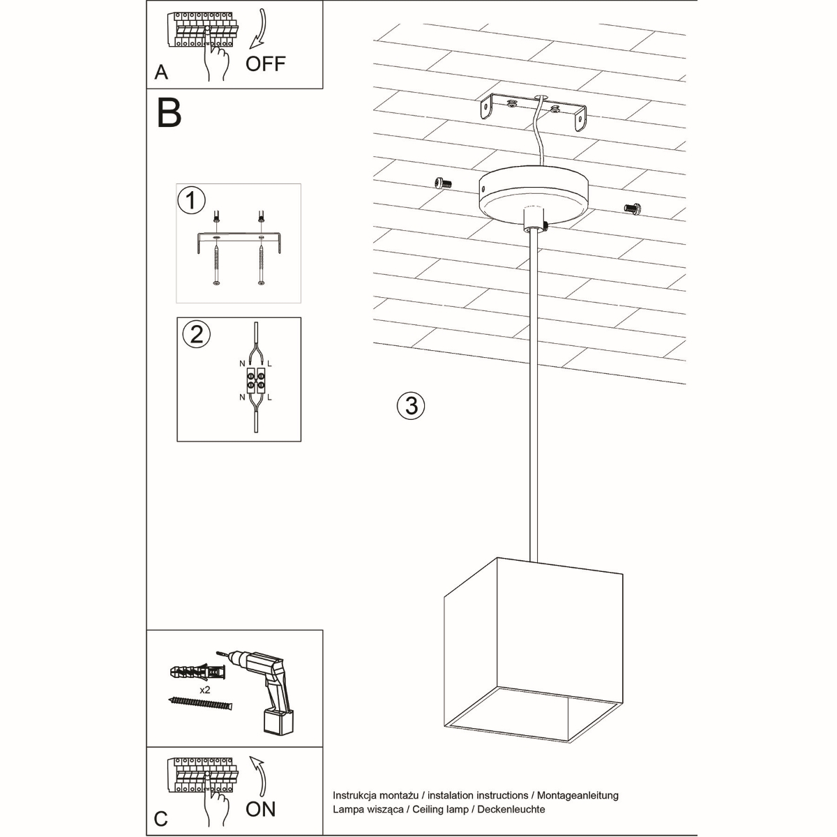 Lampa wisząca QUAD 1 szary Lampa wisząca QUAD 1 szary