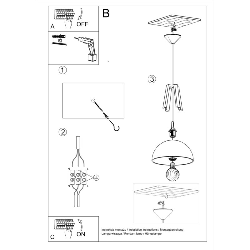 Lampa wisząca CASCO biała/czarna - obrazek 5