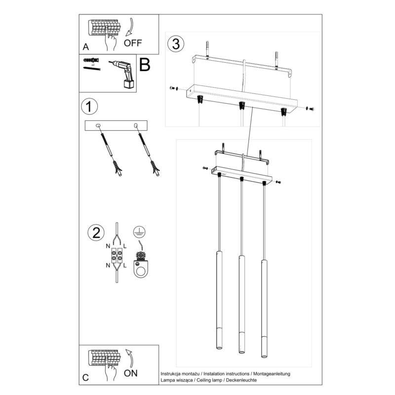 Lampa wisząca MOZAICA 3L czarny/złoto - obrazek 5