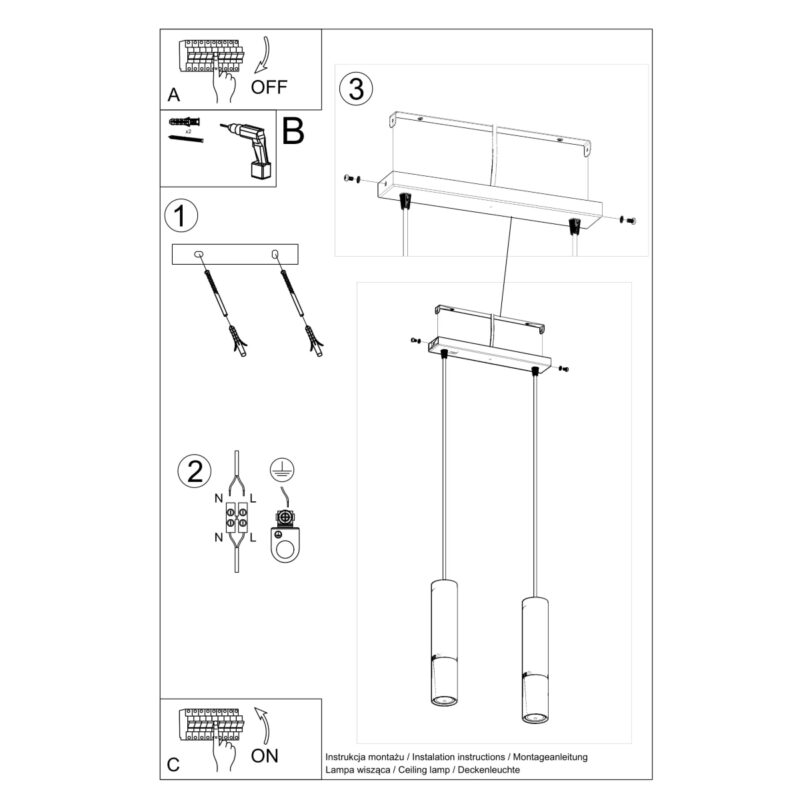 Lampa wisząca LOOPEZ 2 czarny/chrom - obrazek 5