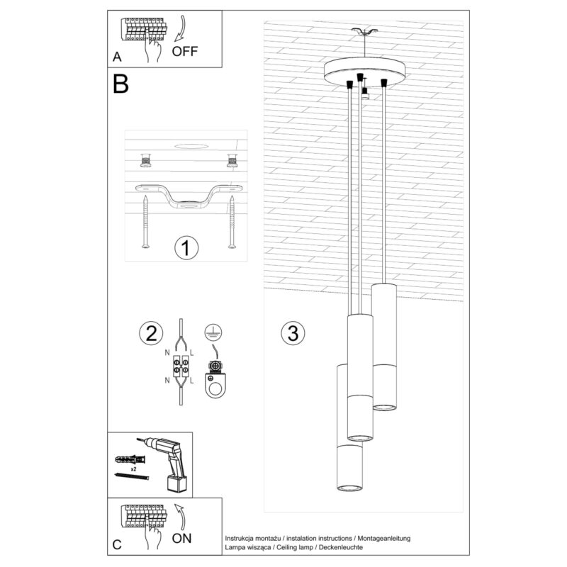 Lampa wisząca LOOPEZ 3P czarny/złoty - obrazek 5