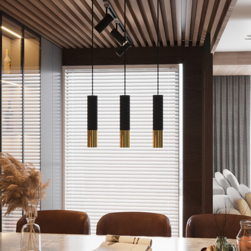 Lampa wisząca LOOPEZ 3P czarny/złoty - obrazek 7