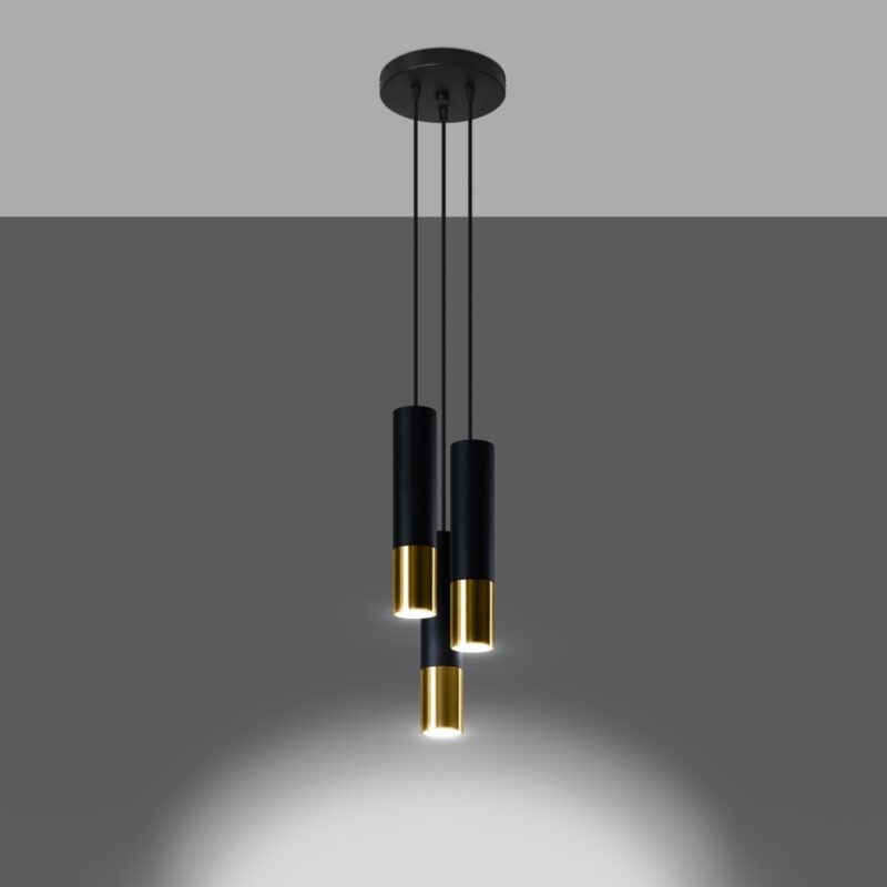 Lampa wisząca LOOPEZ 3P czarny/złoty - obrazek 3