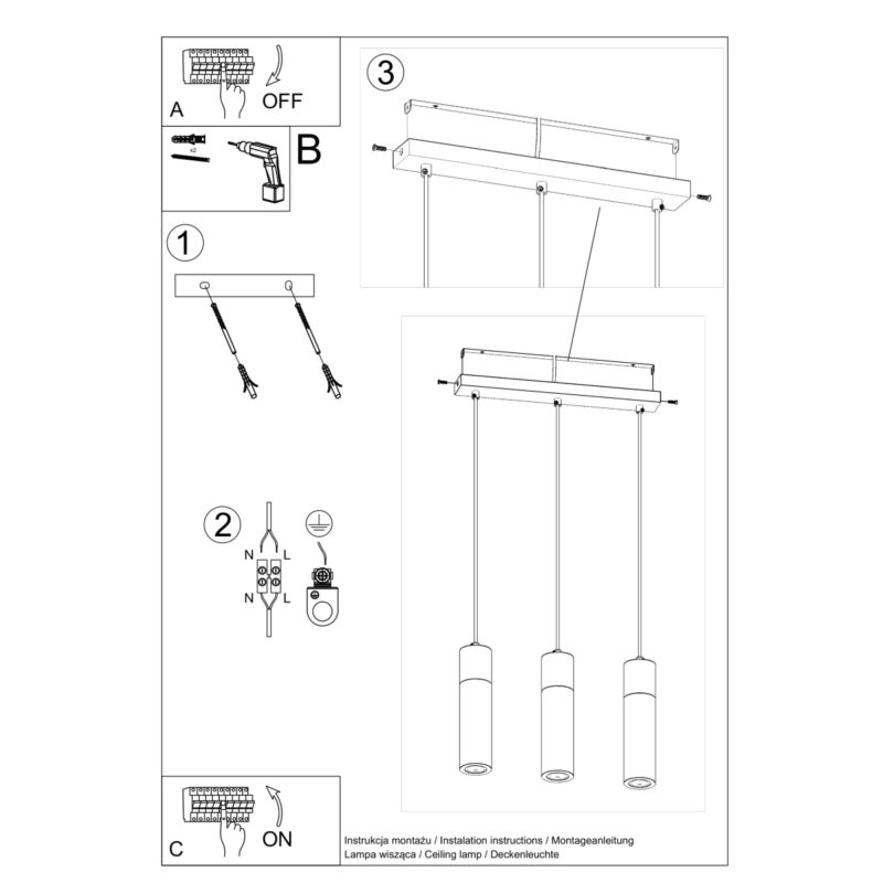 Lampa wisząca ZANE 3 szara - obrazek 5