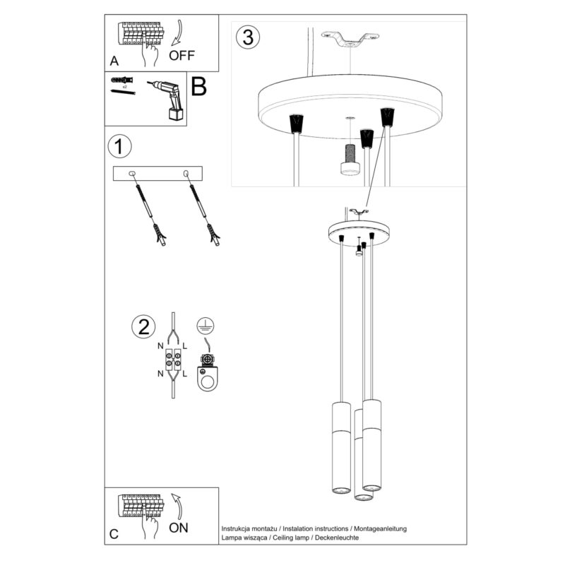 Lampa wisząca PABLO 3P czarna - obrazek 5