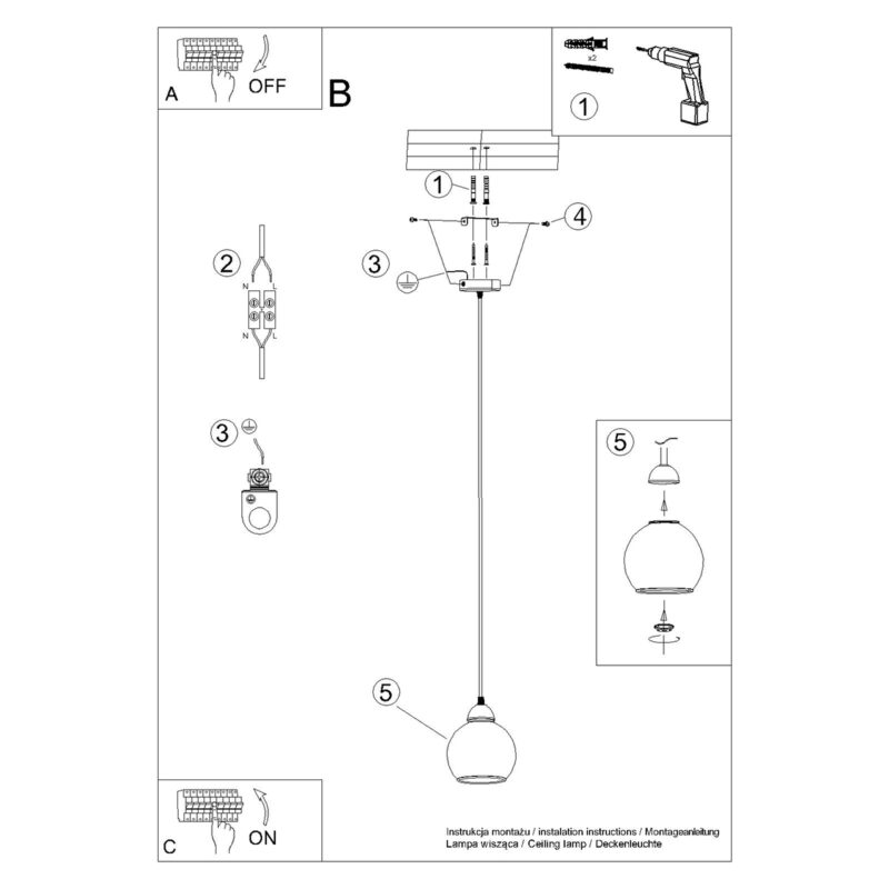 Lampa wisząca ALINO 1 czarna
