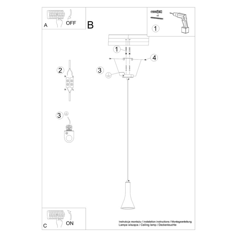 Lampa wisząca REA 1 beton