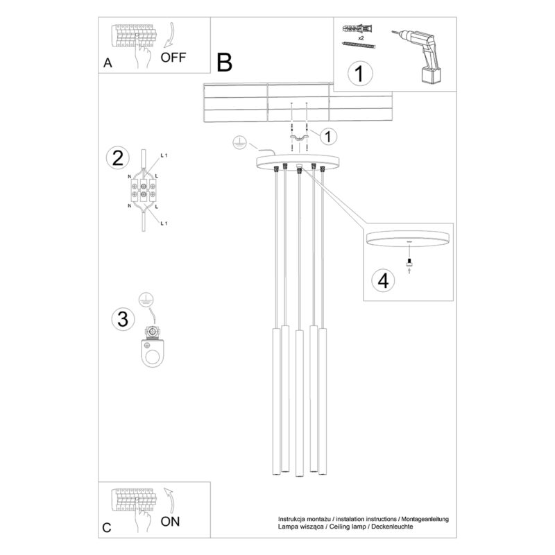 Lampa wisząca PASTELO 5P beton - obrazek 6