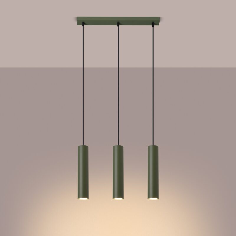 Lampa wisząca LAGOS 3L zielona oliwka