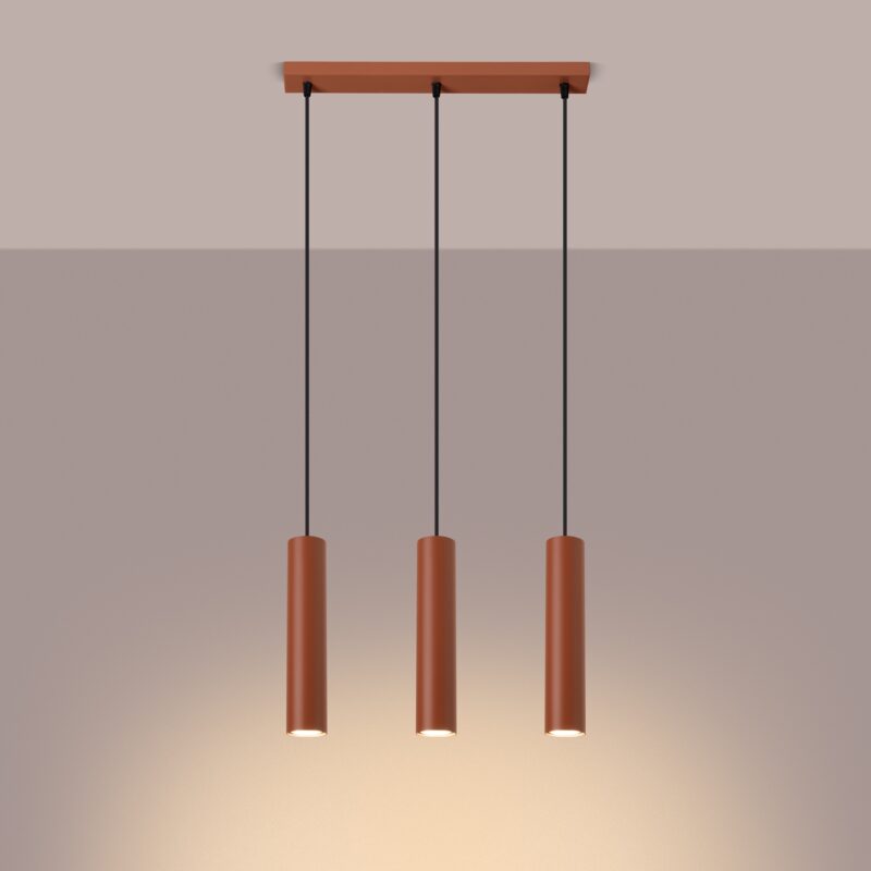 Lampa wisząca LAGOS 3L ochra czerwona