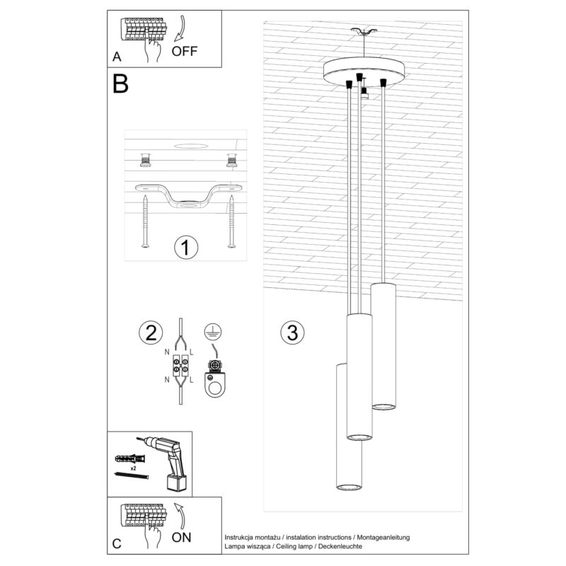 Lampa wisząca LAGOS 3P ochra czerwona