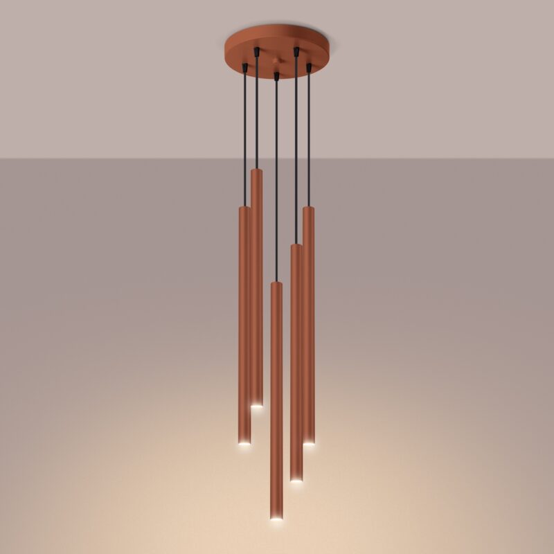 Lampa wisząca PASTELO 5P ochra czerwona