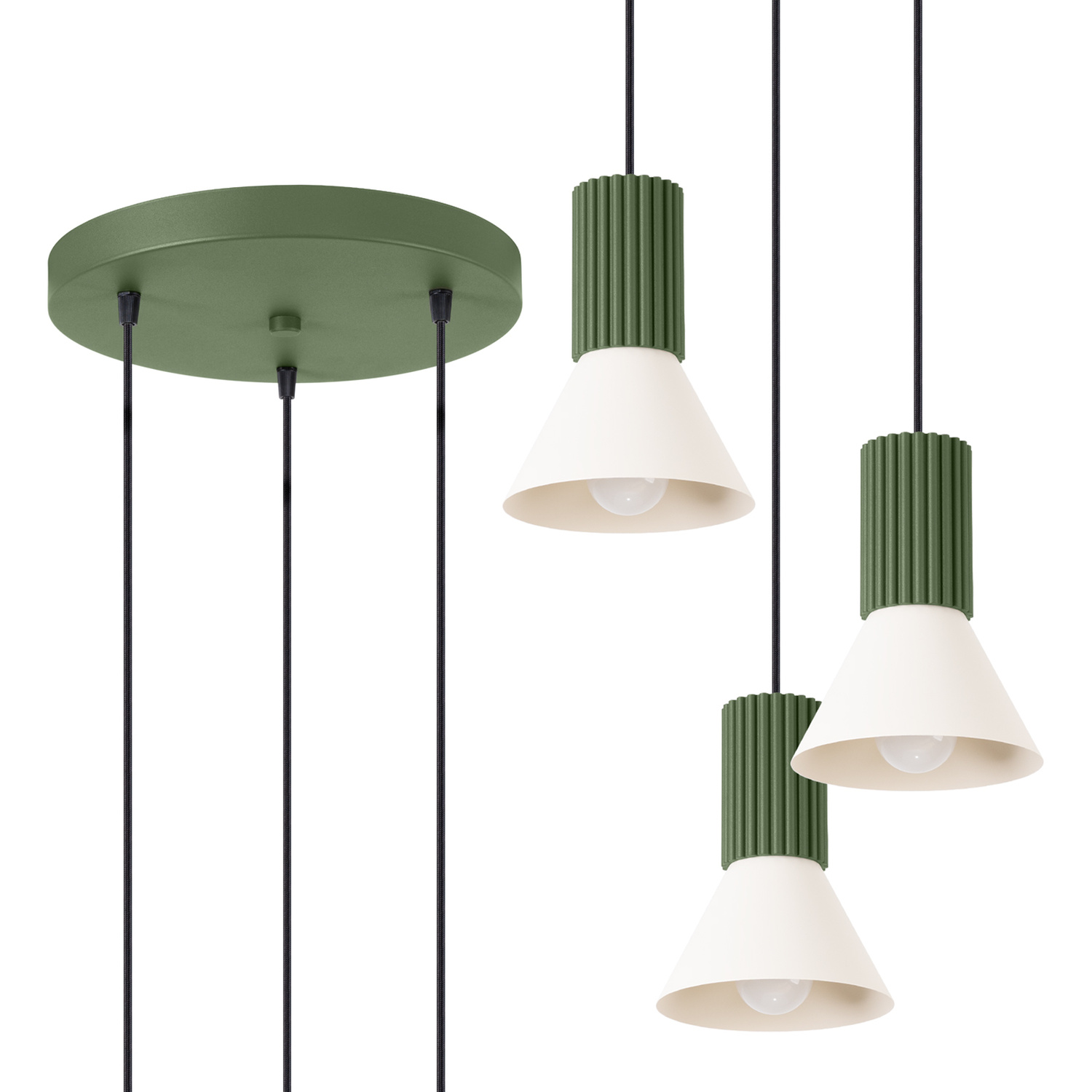 Lampa wisząca ESTRIA 3P beżowa/zielona oliwka Lampa wisząca ESTRIA 3P beżowa/zielona oliwka