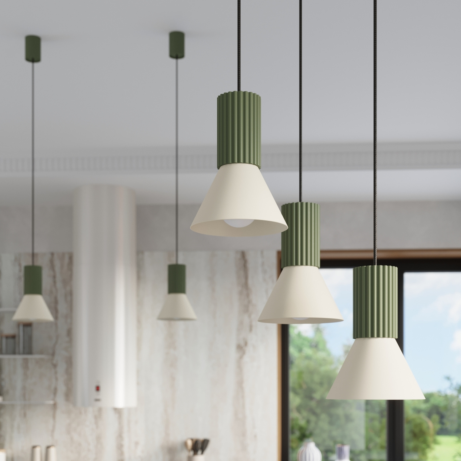 Lampa wisząca ESTRIA 3P beżowa/zielona oliwka Lampa wisząca ESTRIA 3P beżowa/zielona oliwka