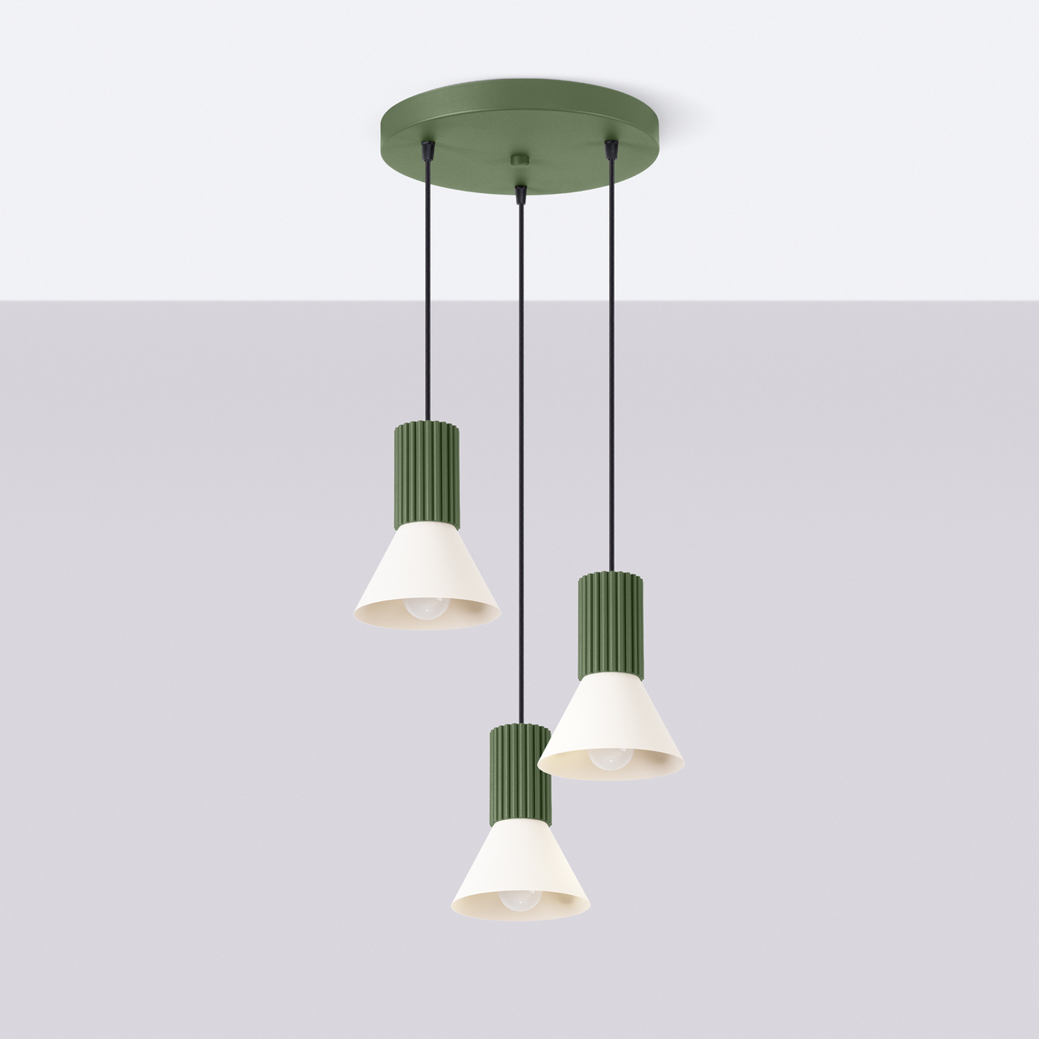 Lampa wisząca ESTRIA 3P beżowa/zielona oliwka Lampa wisząca ESTRIA 3P beżowa/zielona oliwka