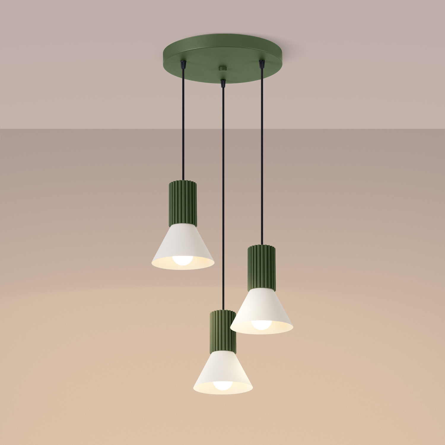 Lampa wisząca ESTRIA 3P beżowa/zielona oliwka Lampa wisząca ESTRIA 3P beżowa/zielona oliwka