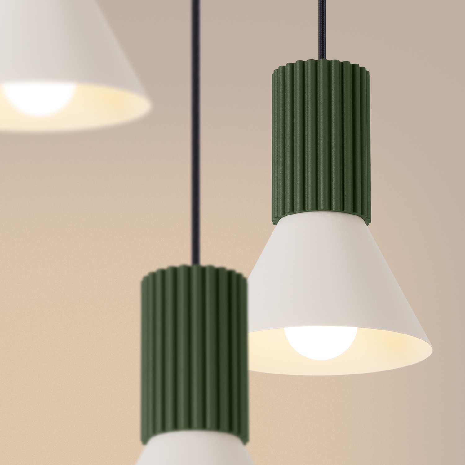 Lampa wisząca ESTRIA 3P beżowa/zielona oliwka Lampa wisząca ESTRIA 3P beżowa/zielona oliwka