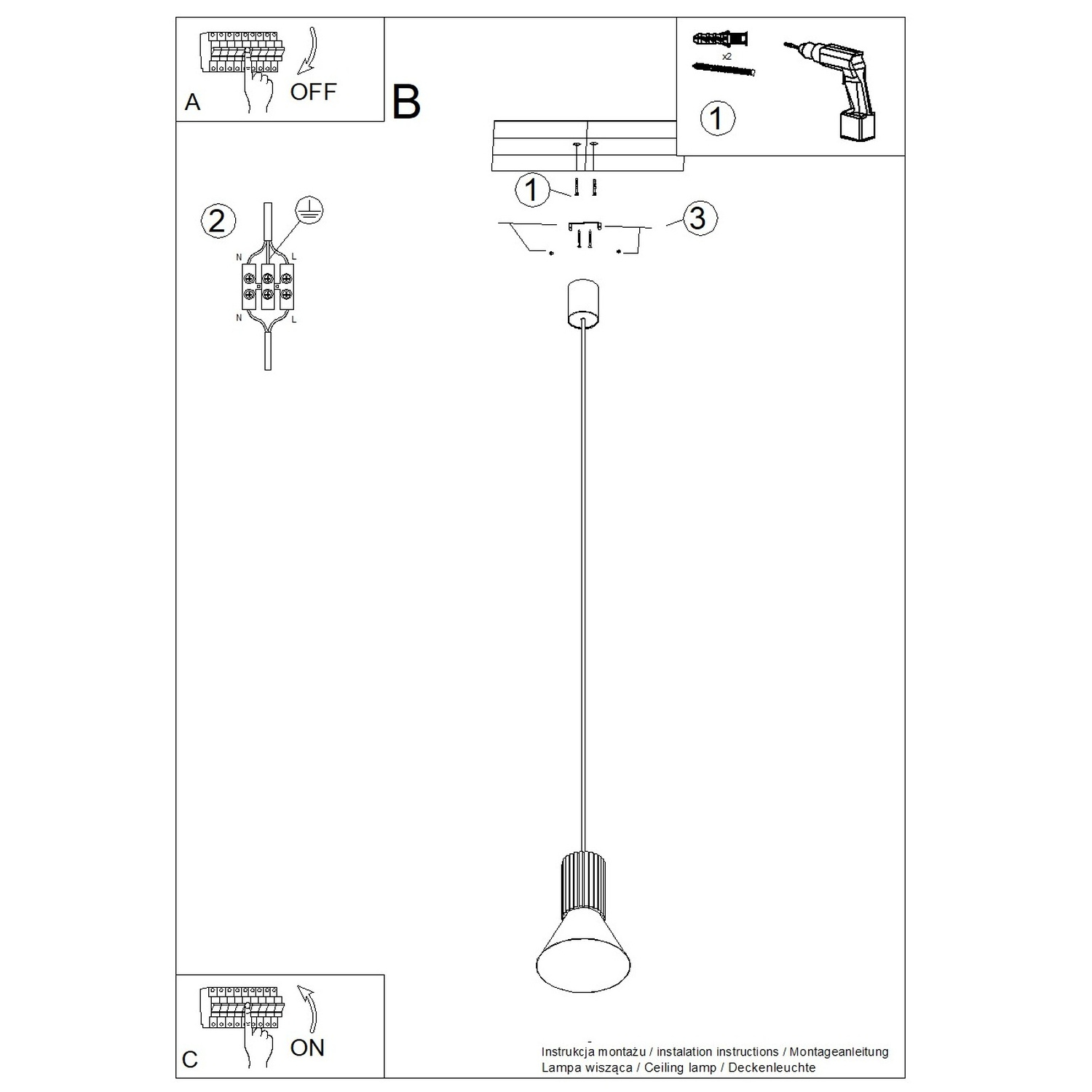 Lampa wisząca ESTRIA 1 biała/ultramaryna Lampa wisząca ESTRIA 1 biała/ultramaryna