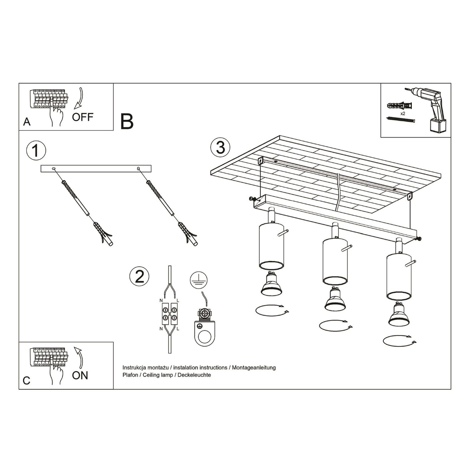 Plafon RING 3L burgund Plafon RING 3L burgund