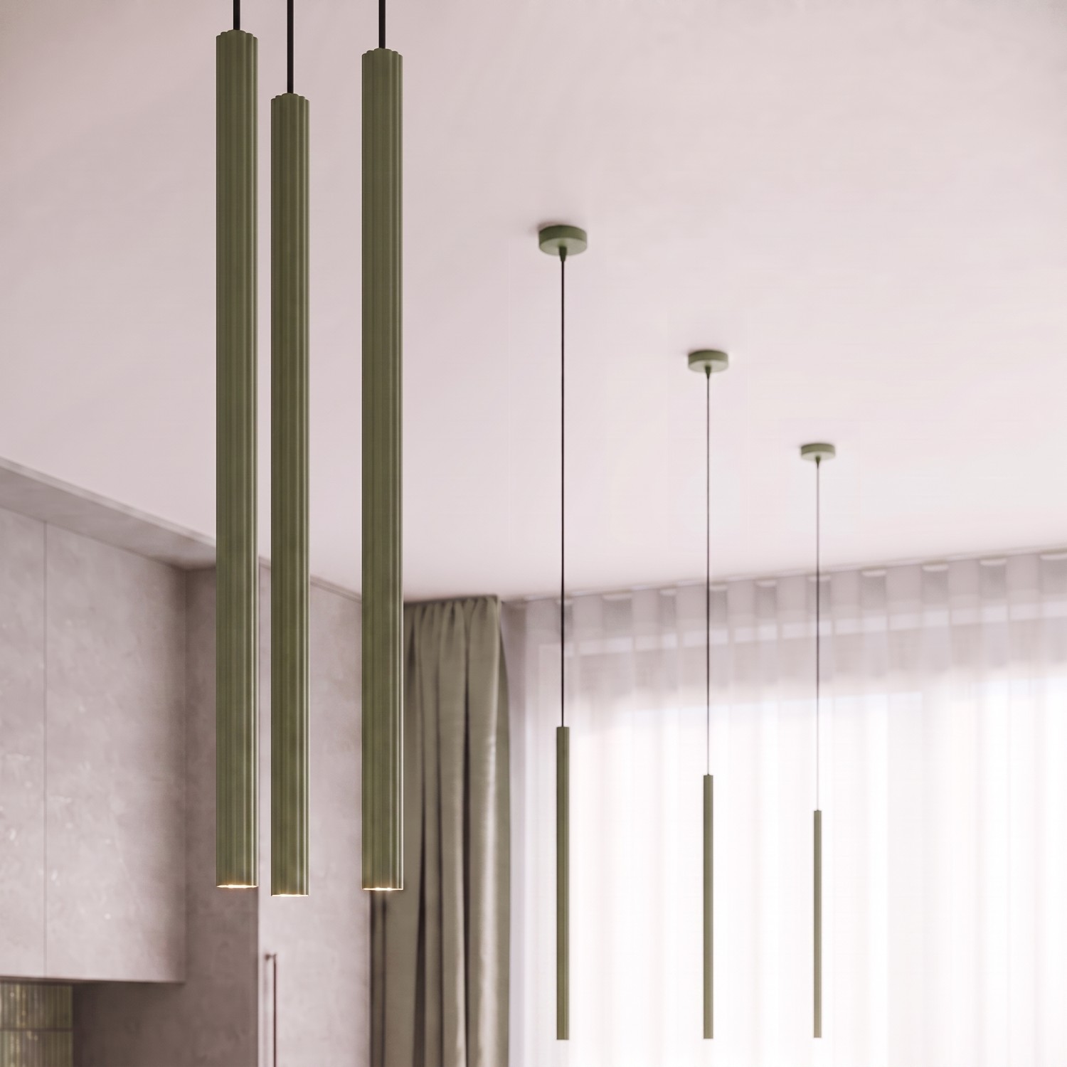 Lampa wisząca ARCHE 1 zielona oliwka Lampa wisząca ARCHE 1 zielona oliwka