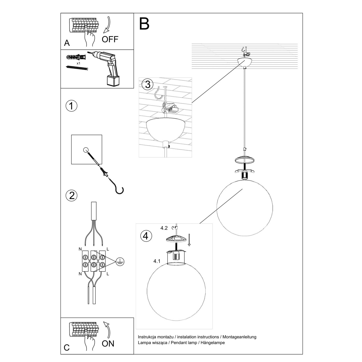 Lampa wisząca UGO 20 czarna Lampa wisząca UGO 20 czarna